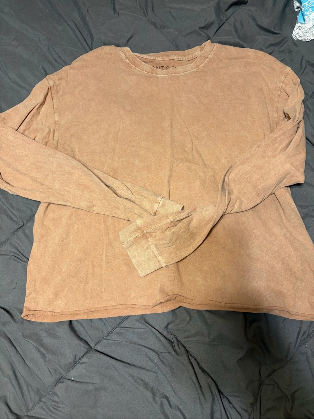 Women's Cropped Long-Sleeve Top in Light Brown
